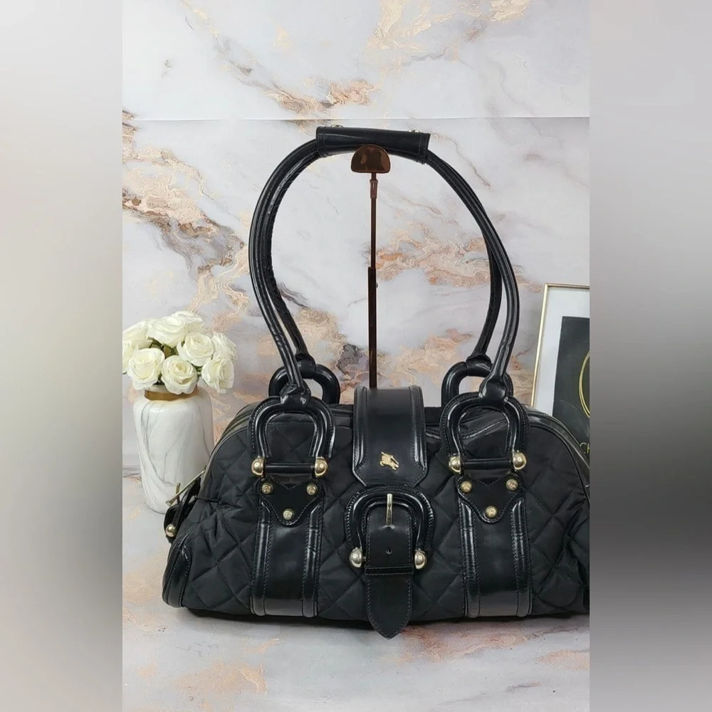 Burberry Quilted Nylon Manor Satchel Bag